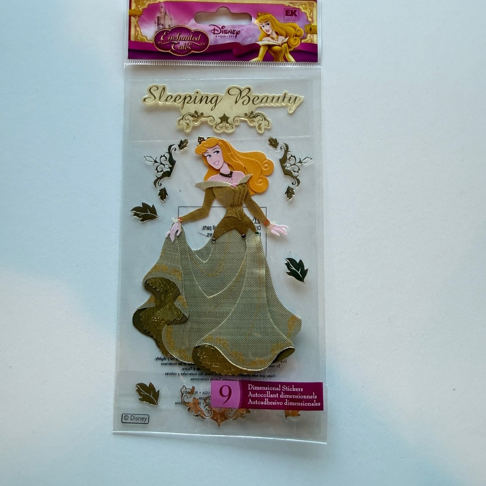 Disney Princess Sleeping Beauty Aurora Gold Dimensional Stickers EK Success 9pc